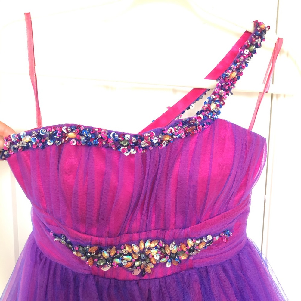 Jump Apparel Pink & Purple Short Party Dress - Picture 2 of 8